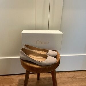 Chloe Scalloped ballet flat Suede Gray